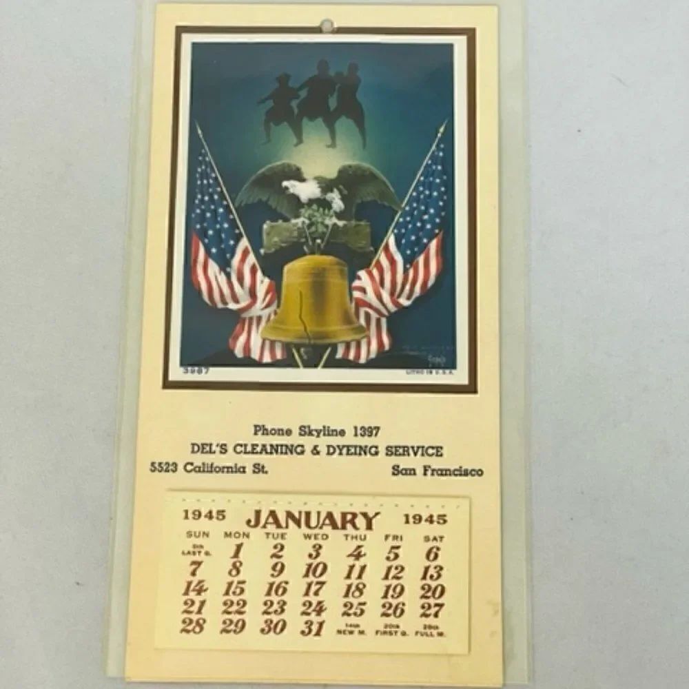 Vintage Liberty Bell Patriotic 1945 Wall Calendar Mint Mint because it has been